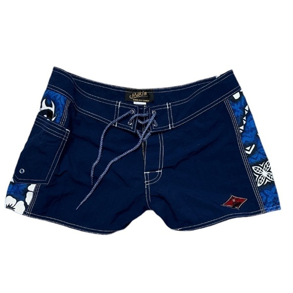 Maki’s Aloha Navy Board Short Swim Side Pocket - Picture 1 of 8
